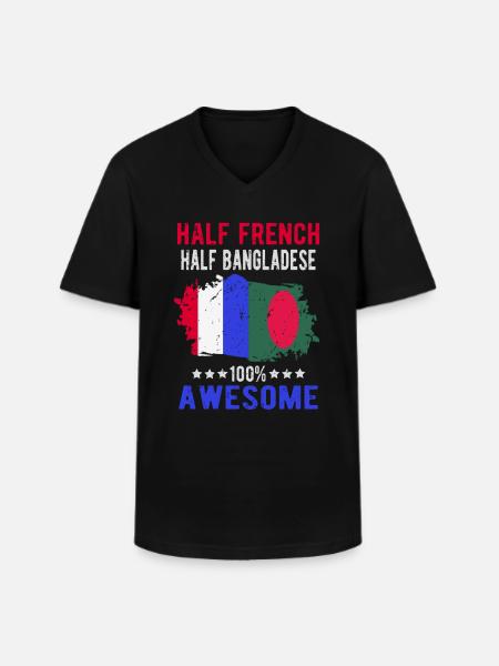 Half French Half Bangladeshi - Men's V-Neck T-Shirt - black