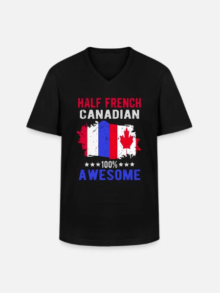 Half French Half Canadian - Men's V-Neck T-Shirt - black