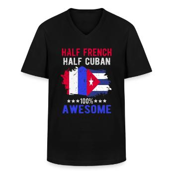 Half French Half Cuban - Men's V-Neck T-Shirt - black - Front - AI Model Male 178 dark (178cm)