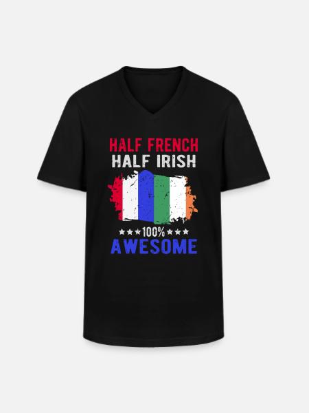 Half French Half Irish - Men's V-Neck T-Shirt - black