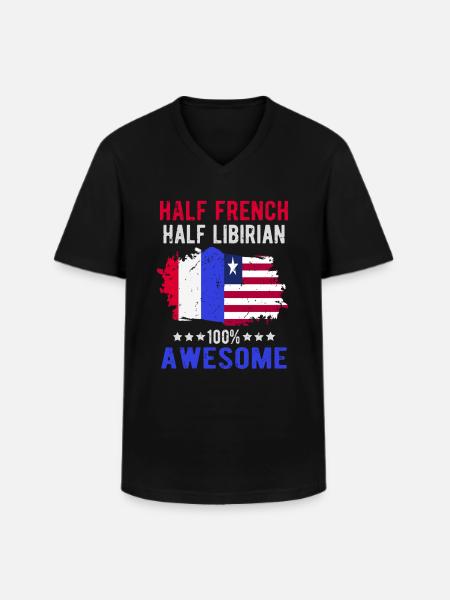 Half French Half Libyan - Men's V-Neck T-Shirt - black