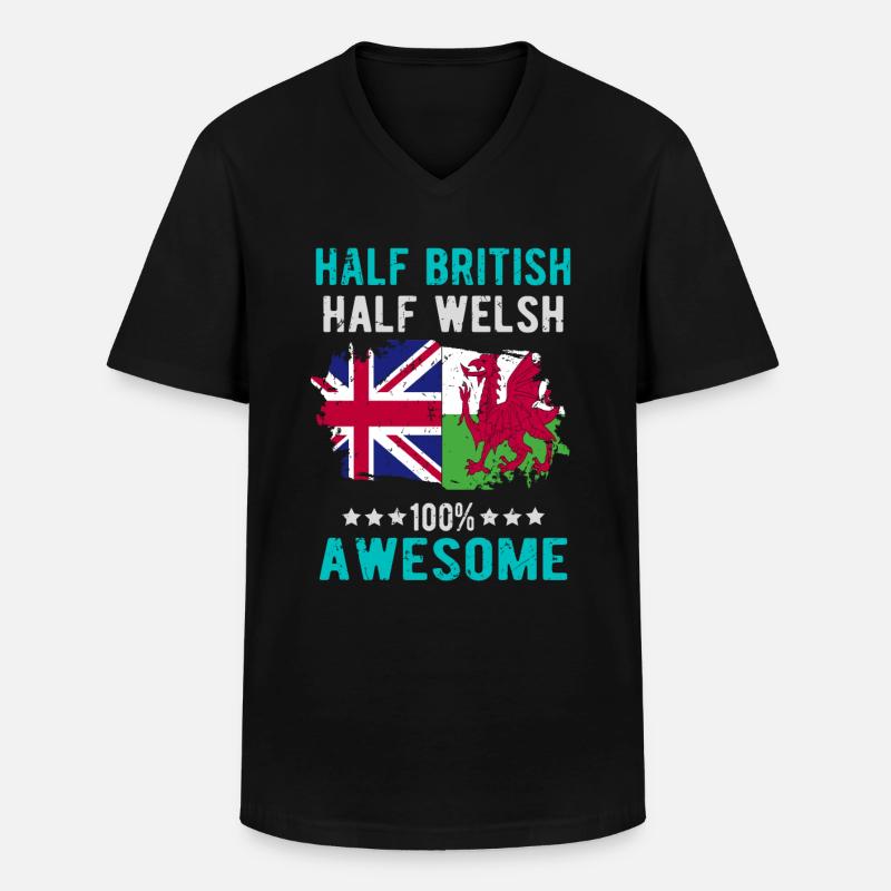 Halb Brite Halb Waliser - Männer-T-Shirt mit V-Ausschnitt - Schwarz