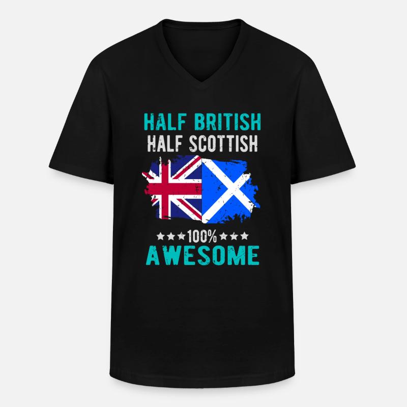 Halb Brite Halb Schotte - Männer-T-Shirt mit V-Ausschnitt - Schwarz