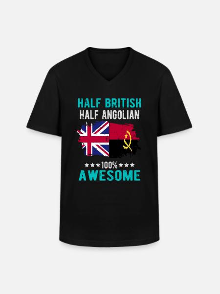 Half British Half Angolier - Men's V-Neck T-Shirt - black