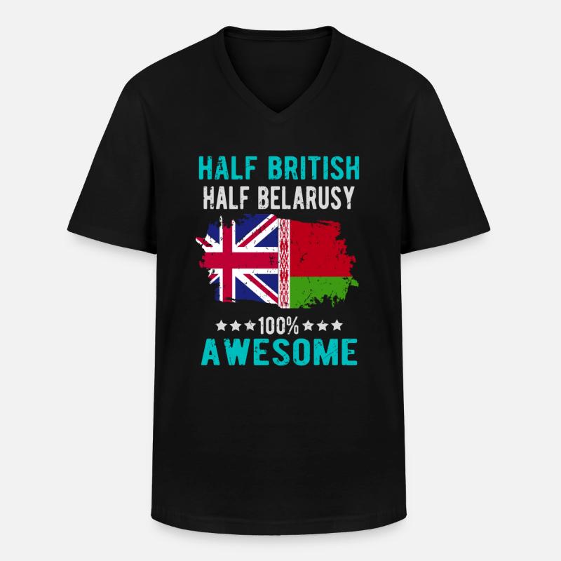 Halb Brite Halb Belarusse - Männer-T-Shirt mit V-Ausschnitt - Schwarz