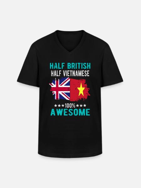 Half British Half Vietnamese - Men's V-Neck T-Shirt - black