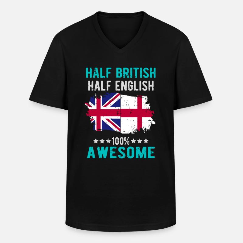 Halb Brite Halb Engländer - Männer-T-Shirt mit V-Ausschnitt - Schwarz