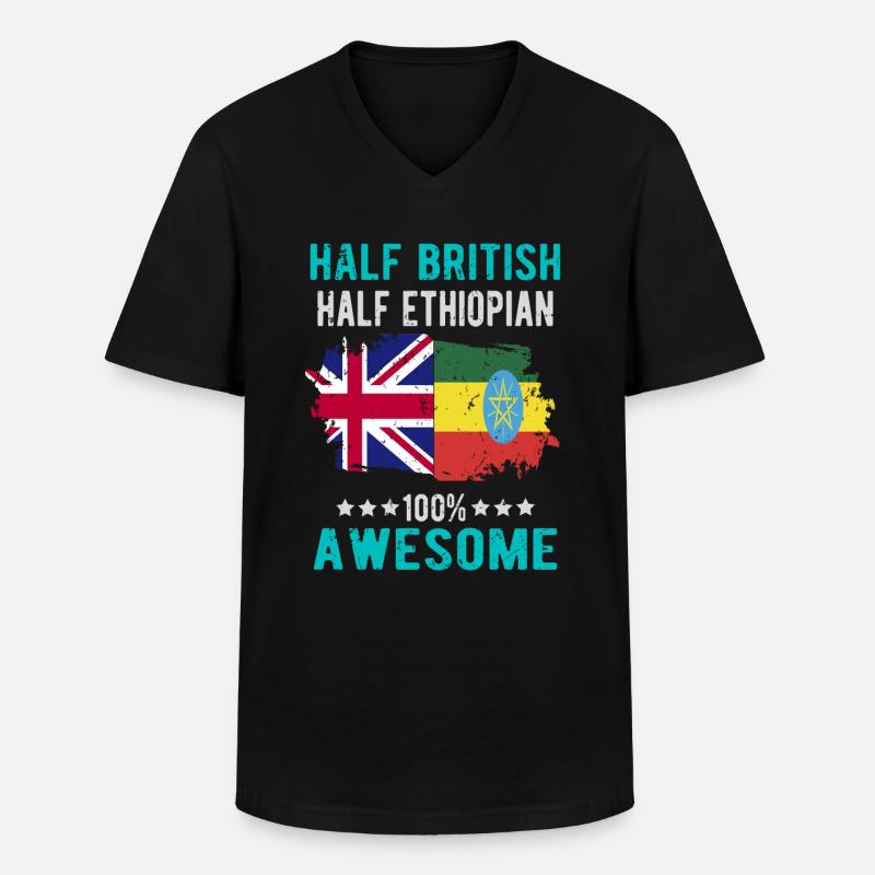 Halb Brite Halb Äthiopier - Männer-T-Shirt mit V-Ausschnitt - Schwarz