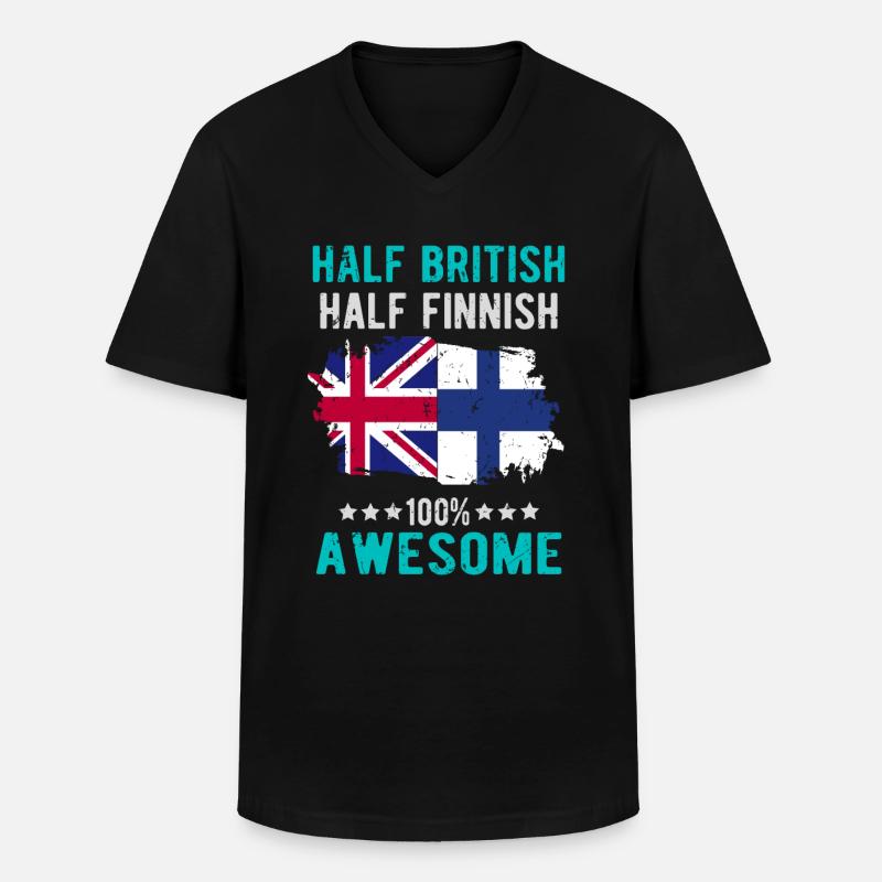 Halb Brite Halb Finne - Männer-T-Shirt mit V-Ausschnitt - Schwarz
