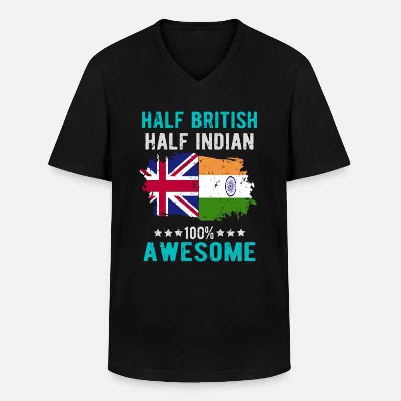 Halb Brite Halb Inder - Männer-T-Shirt mit V-Ausschnitt - Schwarz
