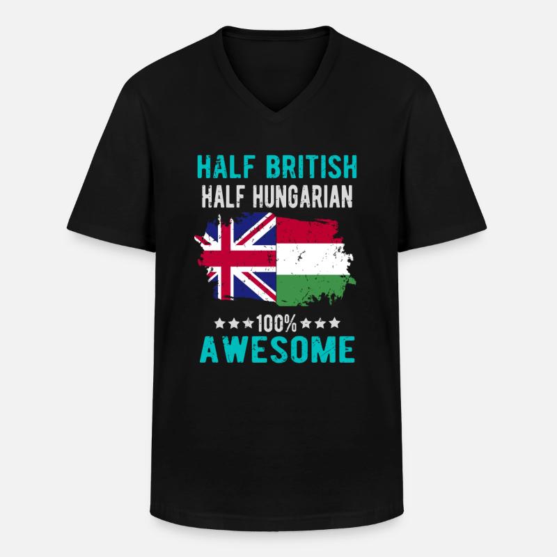 Halb Brite Halb Ungar - Männer-T-Shirt mit V-Ausschnitt - Schwarz