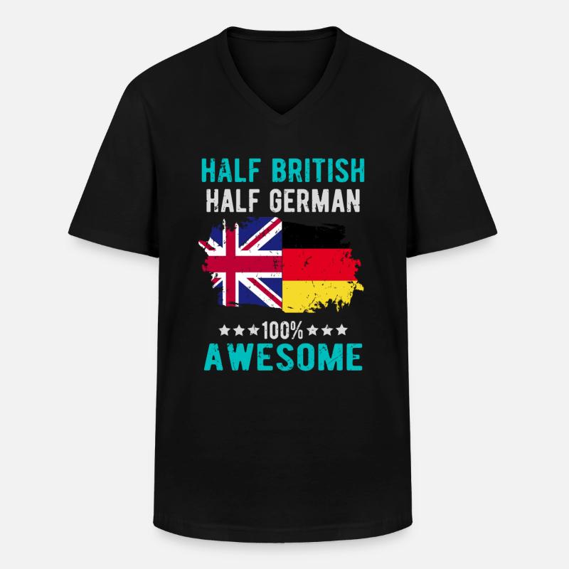 Halb Brite Halb Deutscher - Männer-T-Shirt mit V-Ausschnitt - Schwarz
