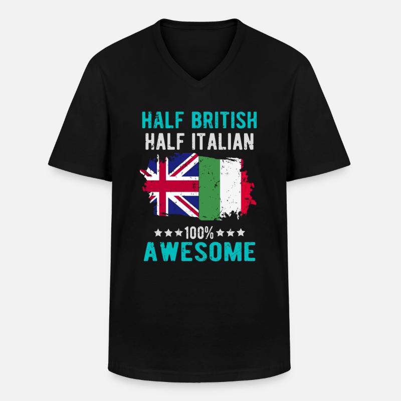 Halb Brite Halb Italiener - Männer-T-Shirt mit V-Ausschnitt - Schwarz