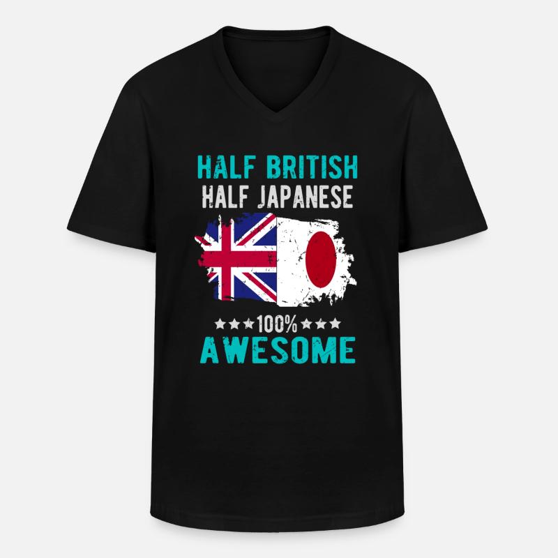 Halb Brite Halb Japaner - Männer-T-Shirt mit V-Ausschnitt - Schwarz