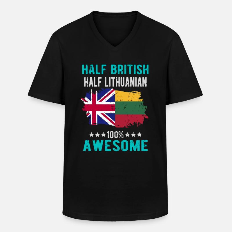 Halb Brite Halb Litauer - Männer-T-Shirt mit V-Ausschnitt - Schwarz