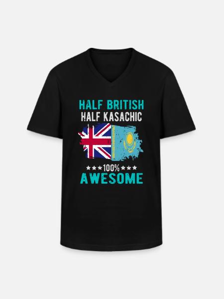 Half British Half Kazakh - Men's V-Neck T-Shirt - black