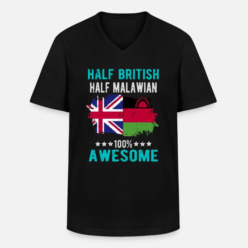 Halb Brite Halb Malawi - Männer-T-Shirt mit V-Ausschnitt - Schwarz