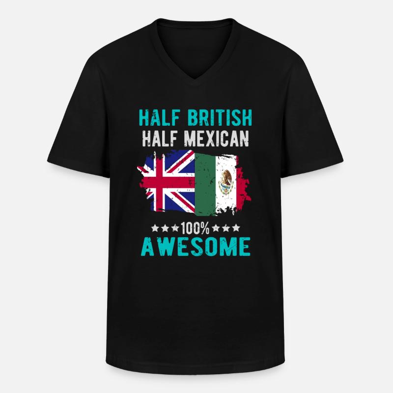 Half British Half Mexican - Men's V-Neck T-Shirt - black