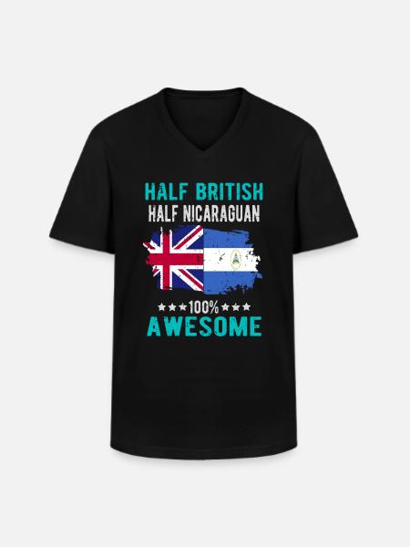 Half British Half Nicaraguan - Men's V-Neck T-Shirt - black