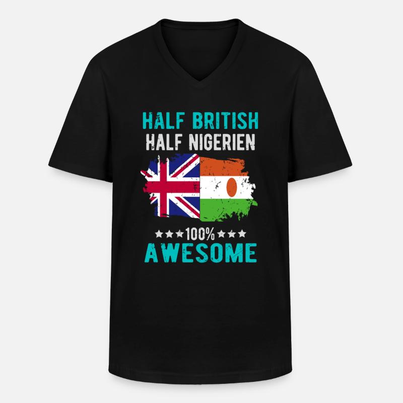 Halb Brite Halb Nigrer - Männer-T-Shirt mit V-Ausschnitt - Schwarz
