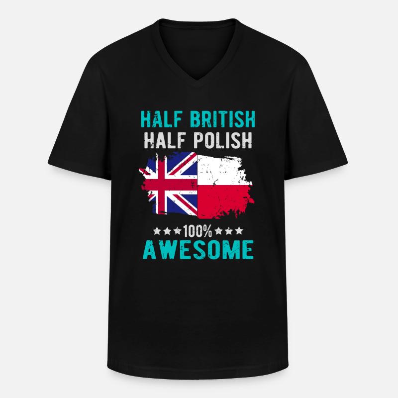 Halb Brite Halb Singapurer - Männer-T-Shirt mit V-Ausschnitt - Schwarz
