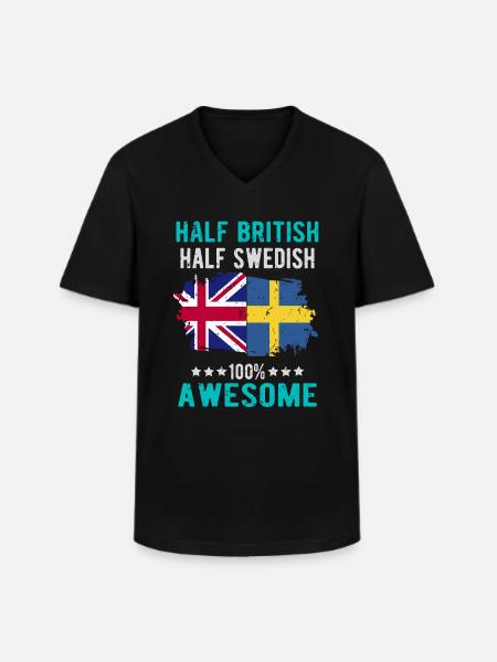 Halb Brite Halb Schwede - Männer-T-Shirt mit V-Ausschnitt - Schwarz
