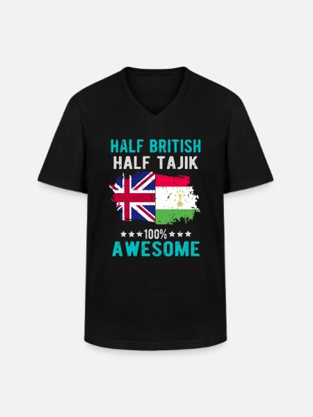 Half British Half Tajik - Men's V-Neck T-Shirt - black