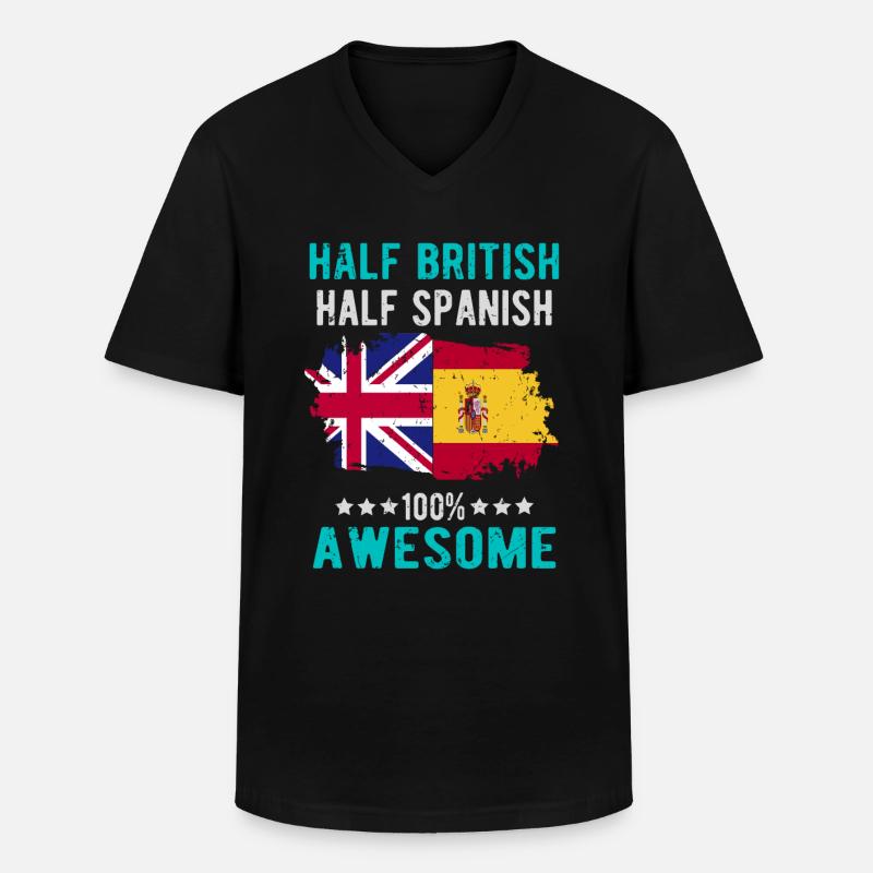 Halb Brite Halb Spanier - Männer-T-Shirt mit V-Ausschnitt - Schwarz