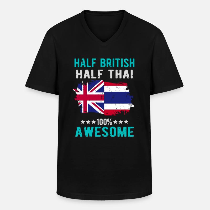 Halb Brite Halb Thailänder - Männer-T-Shirt mit V-Ausschnitt - Schwarz