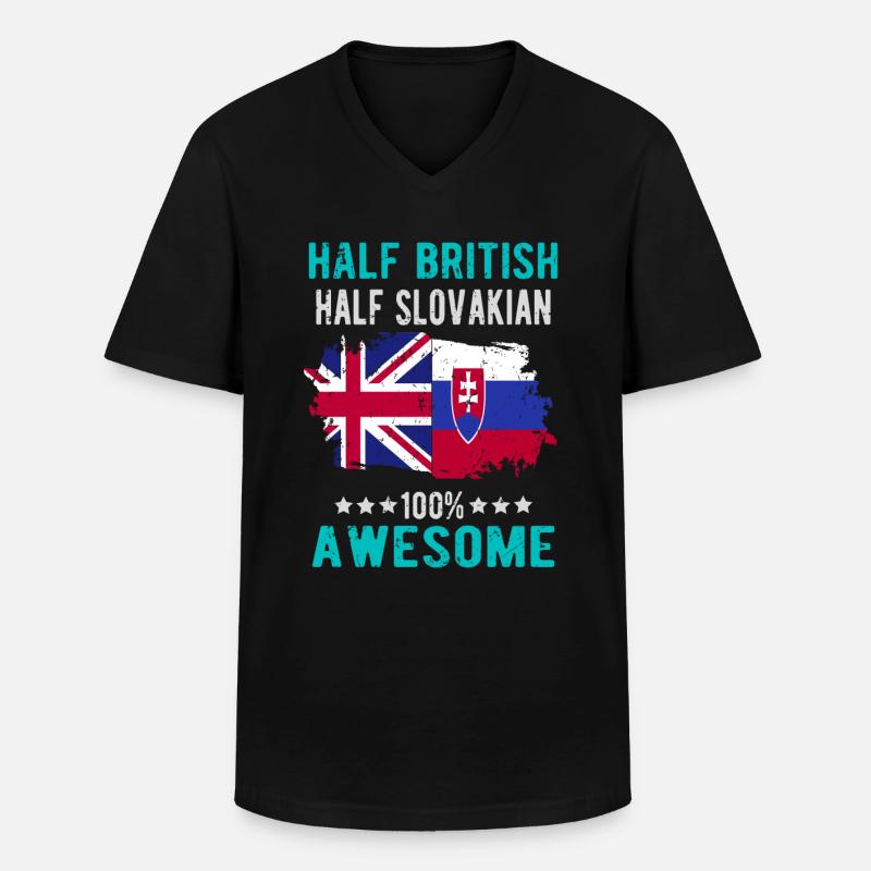 Halb Brite Halb Slowake - Männer-T-Shirt mit V-Ausschnitt - Schwarz