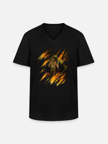 Pompier Pompier Professionnel Pompiers - T-shirt col V Homme - noir