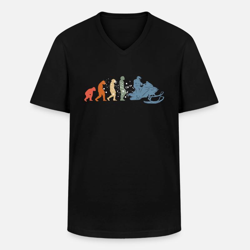 Snowmobile driver Snowmobile Evolution - Men's V-Neck T-Shirt - black