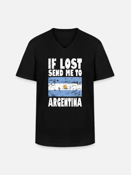 Drapeau de l’Argentine - T-shirt col V Homme - noir