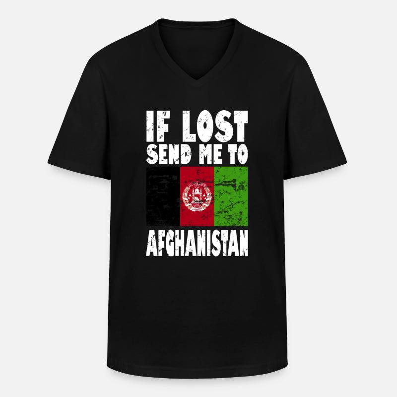Afghanistan Flagge Spruch - Männer-T-Shirt mit V-Ausschnitt - Schwarz