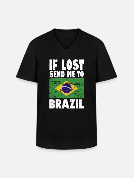 Drapeau du Brésil - T-shirt col V Homme - noir