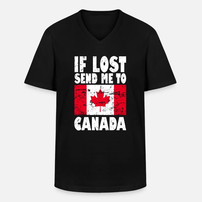 Drapeau du Canada - T-shirt col V Homme - noir