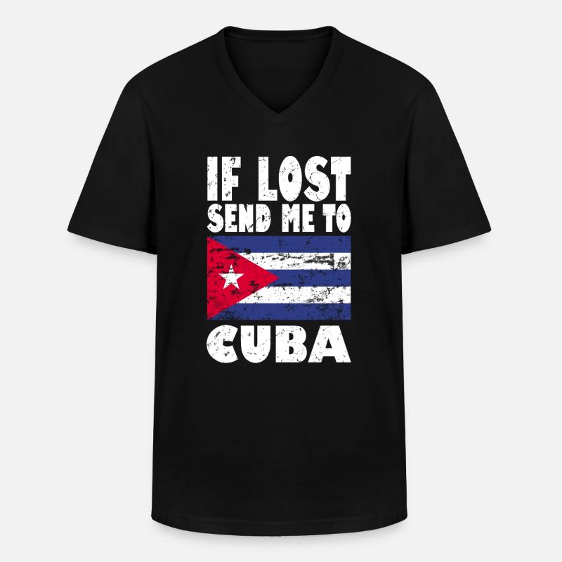 Drapeau de Cuba - T-shirt col V Homme - noir