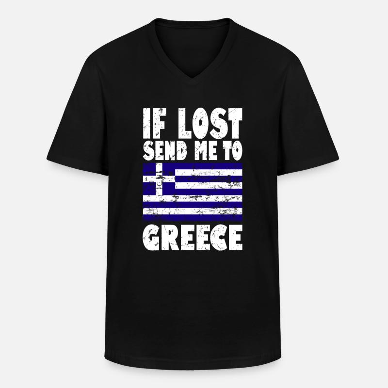 Griechenland Flagge Spruch - Männer-T-Shirt mit V-Ausschnitt - Schwarz