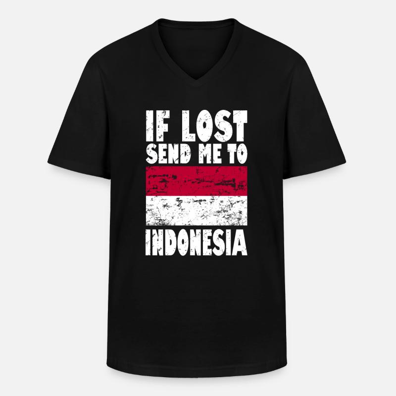 Drapeau de l’Indonésie - T-shirt col V Homme - noir