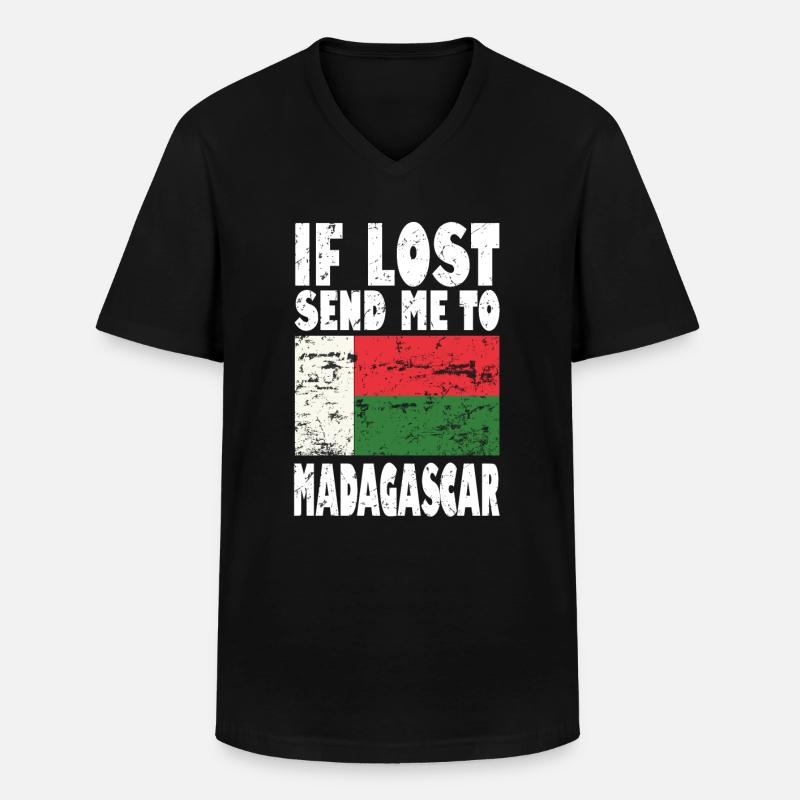 Madagaskar Flagge Spruch - Männer-T-Shirt mit V-Ausschnitt - Schwarz
