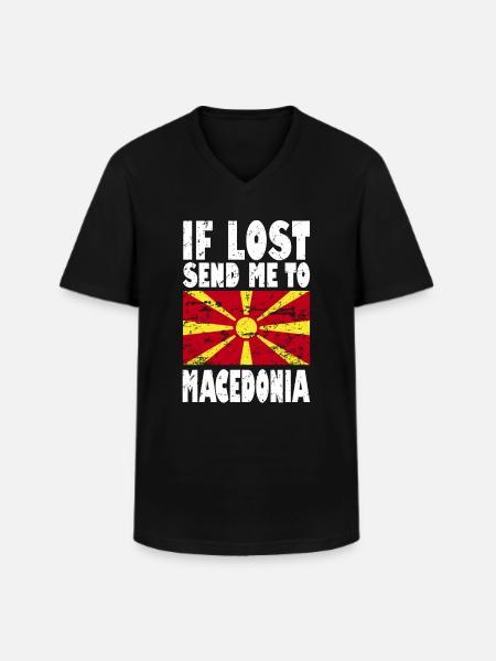 Macedonia Flag Slogan - Men's V-Neck T-Shirt - black