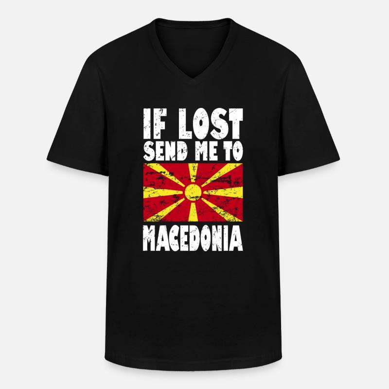 Mazedonien Flagge Spruch - Männer-T-Shirt mit V-Ausschnitt - Schwarz