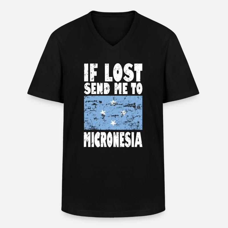 Mikronesien Flagge Spruch - Männer-T-Shirt mit V-Ausschnitt - Schwarz