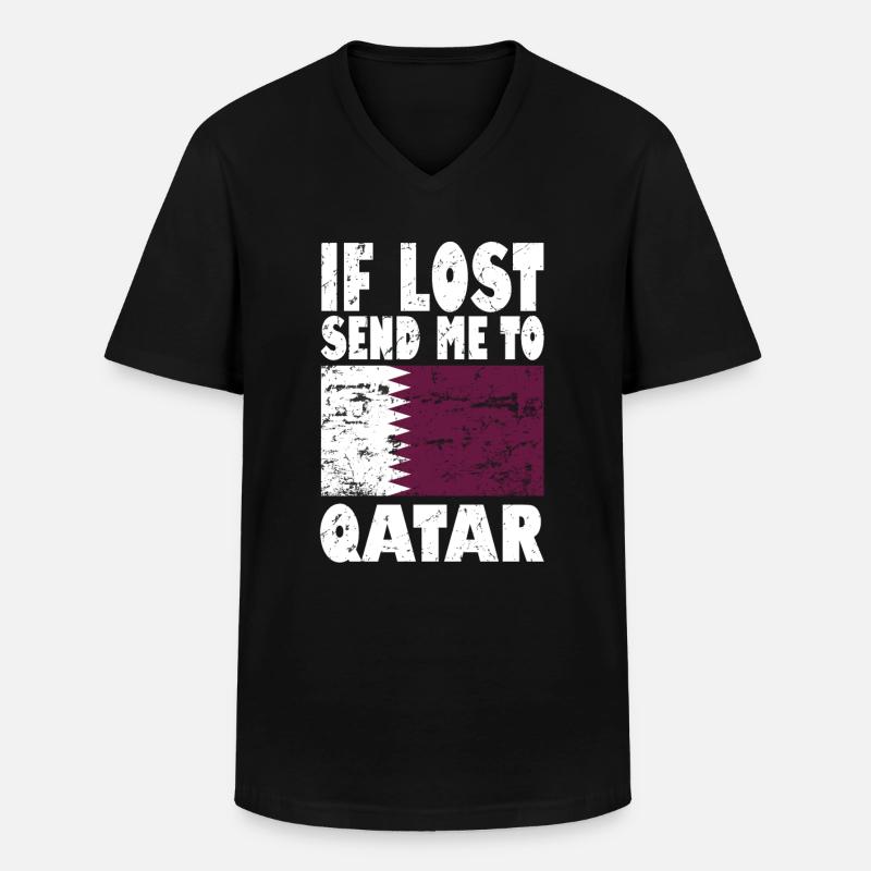 Katar Flagge Spruch - Männer-T-Shirt mit V-Ausschnitt - Schwarz