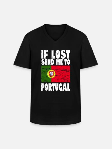 Drapeau du Portugal - T-shirt col V Homme - noir