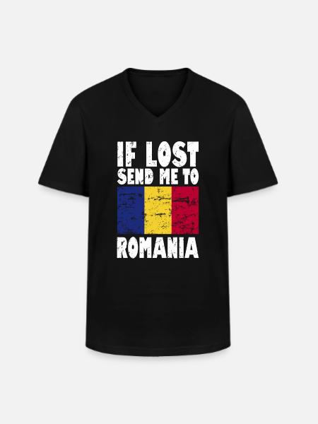 Slogan du drapeau roumain - T-shirt col V Homme - noir