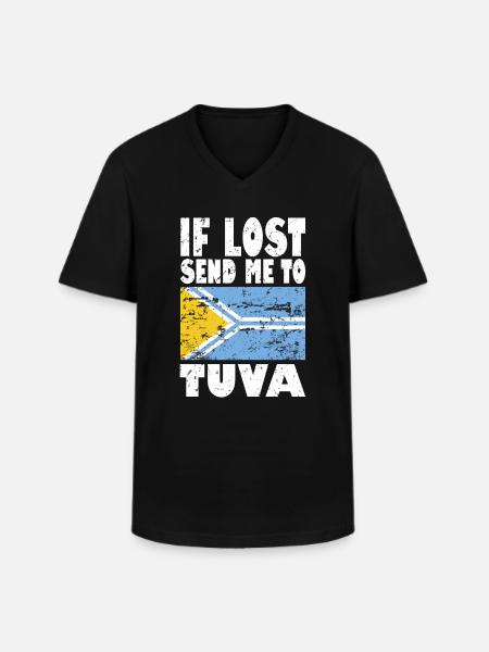 Tuva flagga säger - T-shirt med V-ringning herr - svart