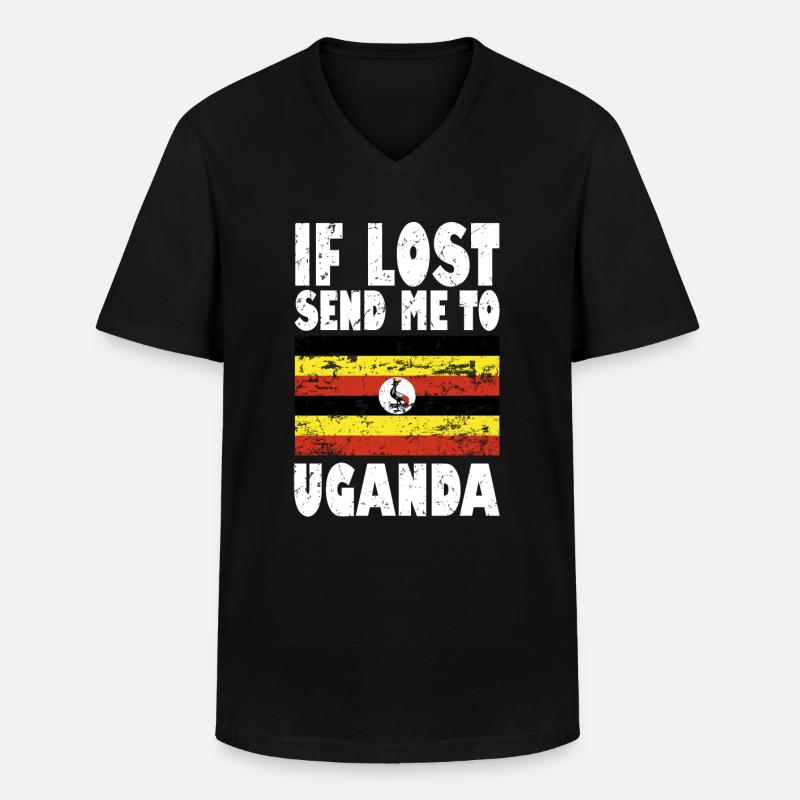 Uganda Flagge Spruch - Männer-T-Shirt mit V-Ausschnitt - Schwarz