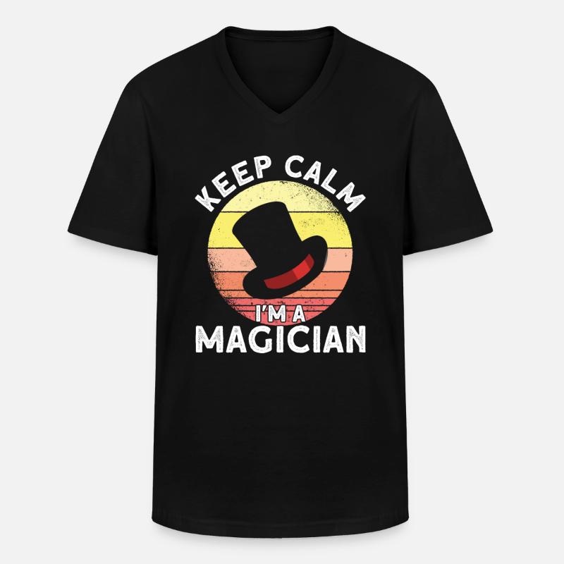 Magicien Party Magic Tricks Performer Magicien - T-shirt col V Homme - noir