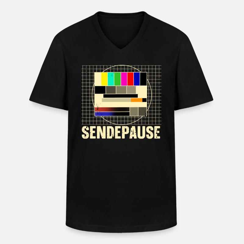 Testbild Sendepause - Männer-T-Shirt mit V-Ausschnitt - Schwarz